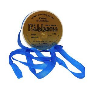 New Vintage Royal Blue Ribbons Roll Gemini Knitting Crocheting 1/2" 100 yards